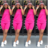 2019 new women solid sporting casual two piece set short sleeve tee top above knee pants suit tracksuit outfit 4 color