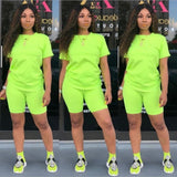 2019 new women solid sporting casual two piece set short sleeve tee top above knee pants suit tracksuit outfit 4 color